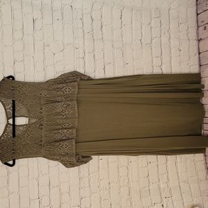 Women's Army Green Crochet Off Shoulder Shirt Dress Size 26/28 Lane Bryant